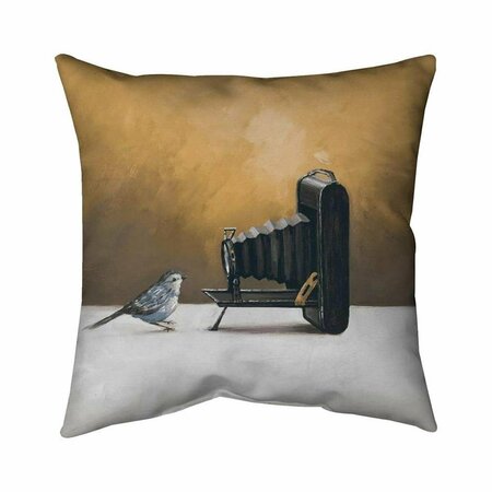 BEGIN HOME DECOR 26 x 26 in. Old Camera with Bird-Double Sided Print Indoor Pillow 5541-2626-AN163-1